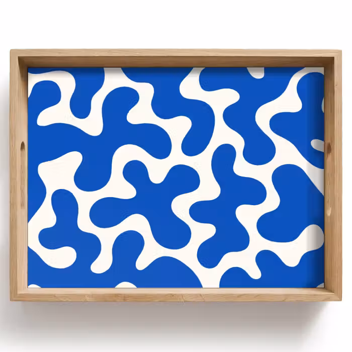 Dienblad - Vormen - Abstract - Blauw - Golven