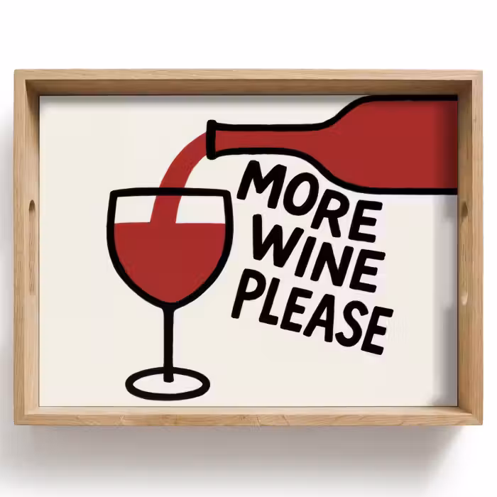 Dienblad - Wijnfles - Quote - Rood - Glas