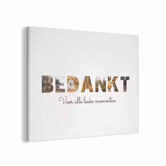 Gepersonaliseerd akoestisch schilderij - Bedankt - Lettercollage