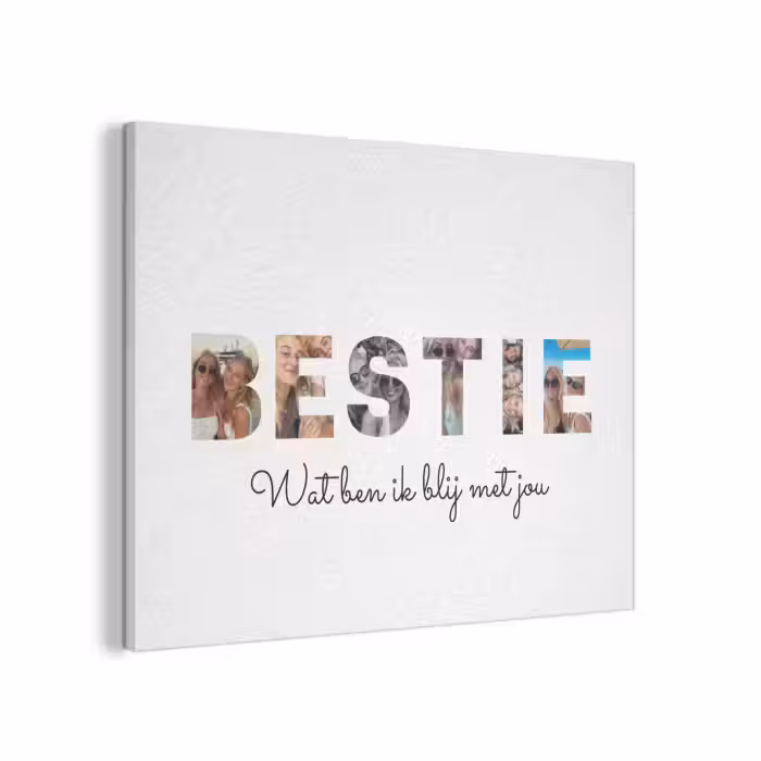 Gepersonaliseerd akoestisch schilderij - Bestie - Lettercollage