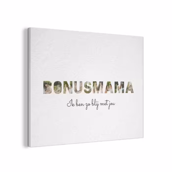 Gepersonaliseerd akoestisch schilderij - Bonusmama - Lettercollage