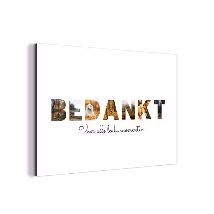 Gepersonaliseerd aluminium schilderij - Bedankt - Lettercollage