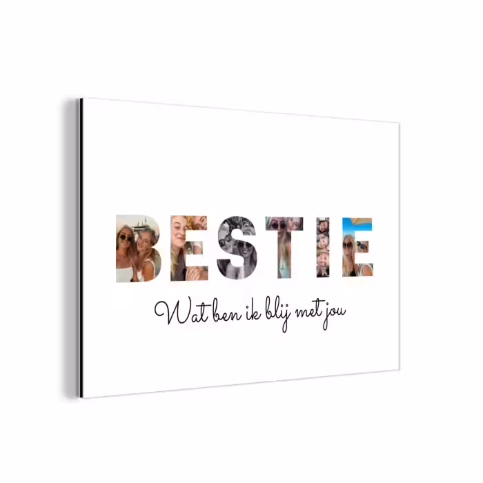 Gepersonaliseerd aluminium schilderij - Bestie - Lettercollage