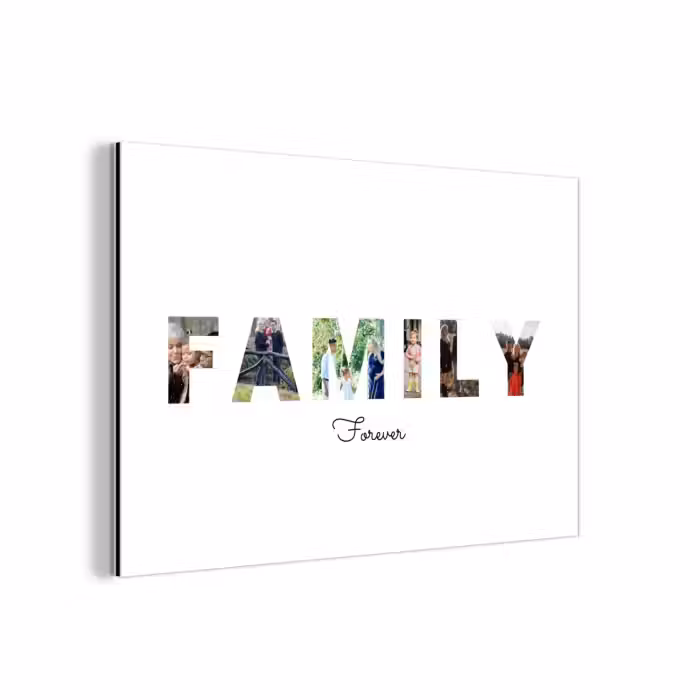 Gepersonaliseerd aluminium schilderij - Family - Lettercollage