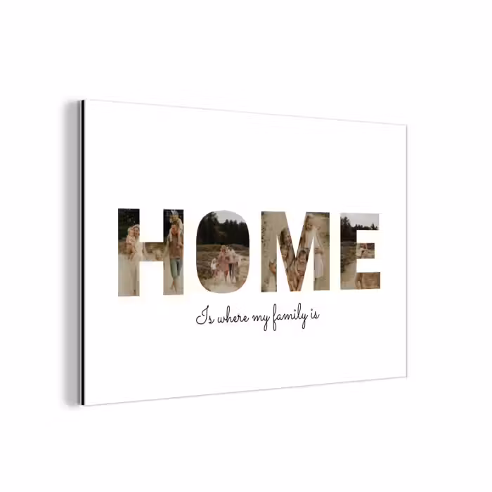 Gepersonaliseerd aluminium schilderij - Home - Lettercollage