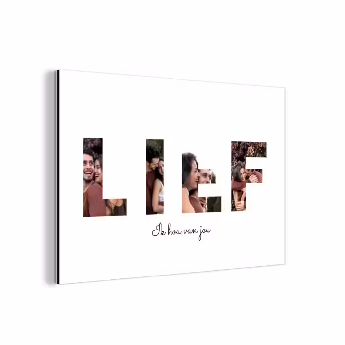 Gepersonaliseerd aluminium schilderij - Lief - Lettercollage