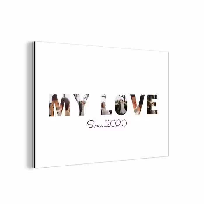 Gepersonaliseerd aluminium schilderij - My Love - Lettercollage