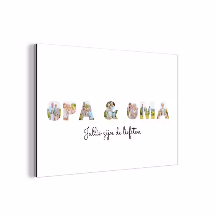 Gepersonaliseerd aluminium schilderij - Opa & Oma - Lettercollage