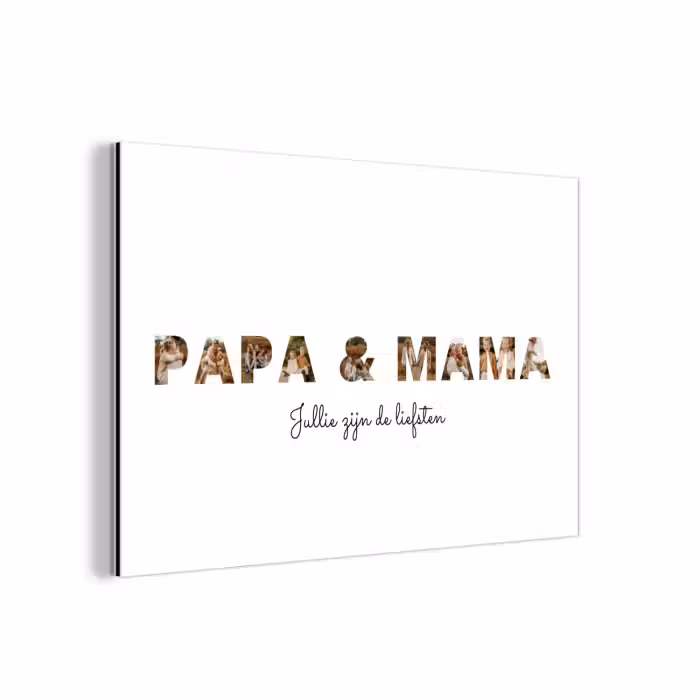 Gepersonaliseerd aluminium schilderij - Papa & Mama - Lettercollage