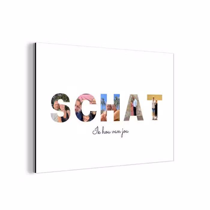 Gepersonaliseerd aluminium schilderij - Schat - Lettercollage