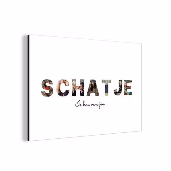 Gepersonaliseerd aluminium schilderij - Schatje - Lettercollage