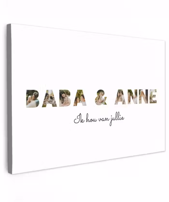 Gepersonaliseerd buiten canvas - Baba & Anne - Lettercollage