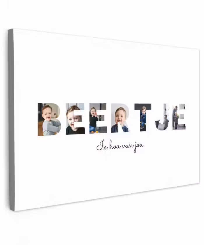 Gepersonaliseerd buiten canvas - Beertje - Lettercollage