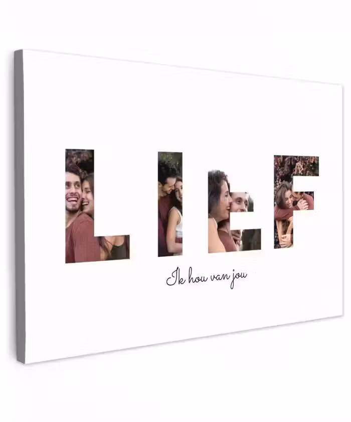 Gepersonaliseerd buiten canvas - Lief - Lettercollage