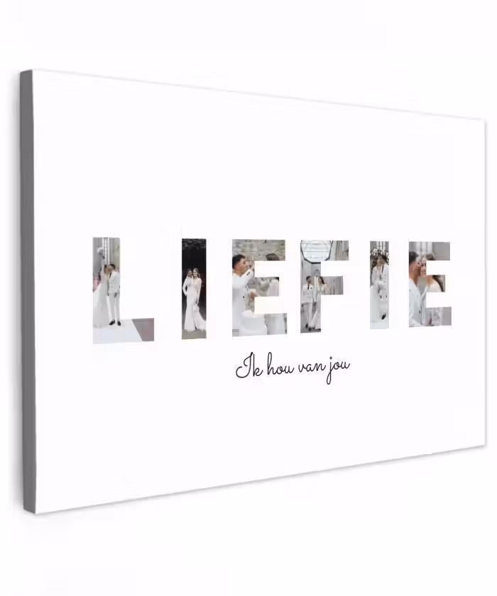 Gepersonaliseerd buiten canvas - Liefie - Lettercollage