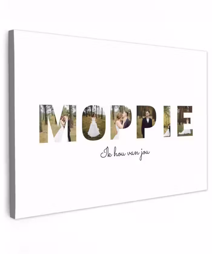 Gepersonaliseerd buiten canvas - Moppie - Lettercollage