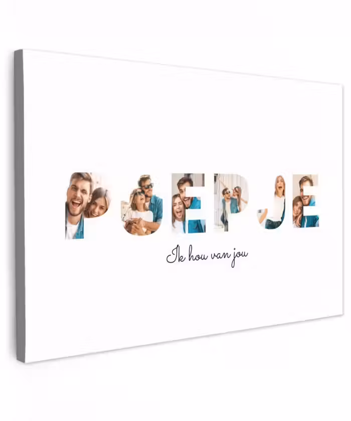 Gepersonaliseerd buiten canvas - Poepje - Lettercollage