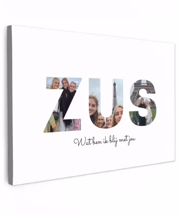 Gepersonaliseerd buiten canvas - Zus - Lettercollage