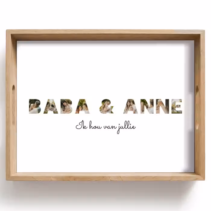 Gepersonaliseerd dienblad - Baba & Anne - Lettercollage