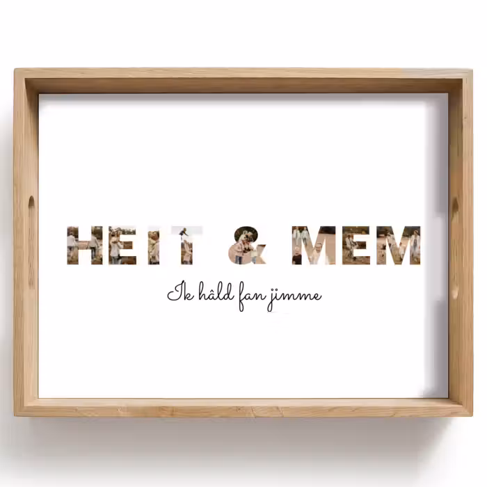 Gepersonaliseerd dienblad - Heit & Mem - Lettercollage