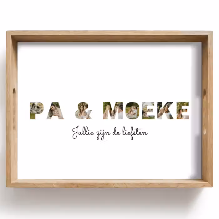 Gepersonaliseerd dienblad - Pa & Moeke - Lettercollage