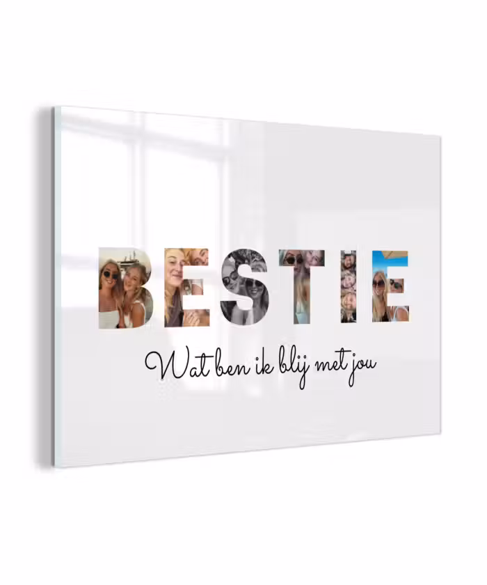Gepersonaliseerd glas schilderij - Bestie - Lettercollage