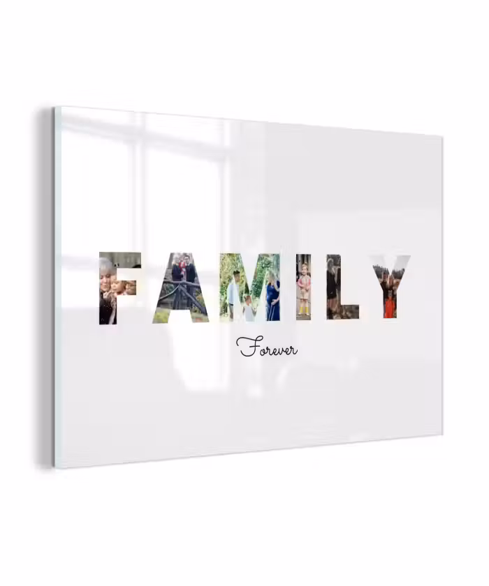 Gepersonaliseerd glas schilderij - Family - Lettercollage