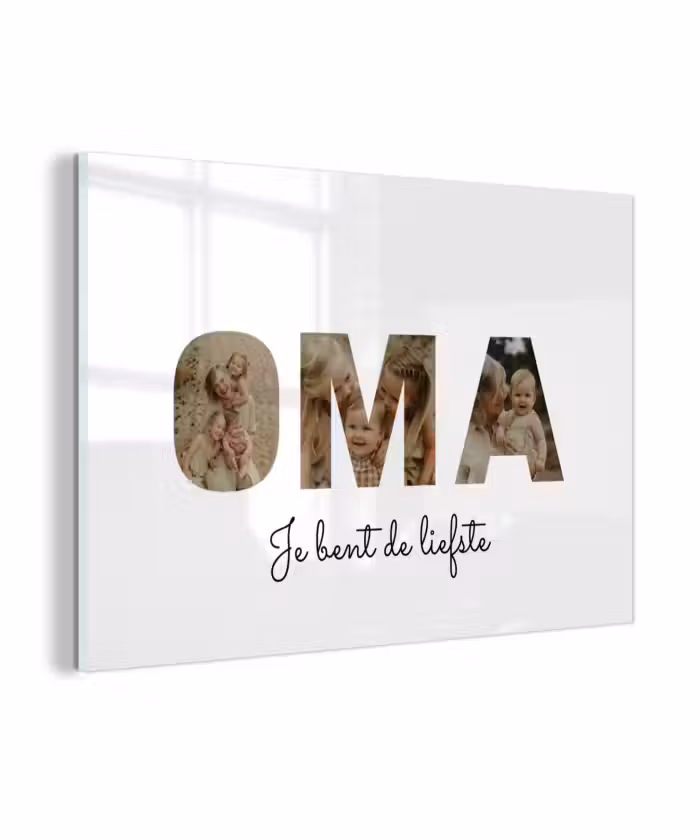 Gepersonaliseerd glas schilderij - Oma - Lettercollage