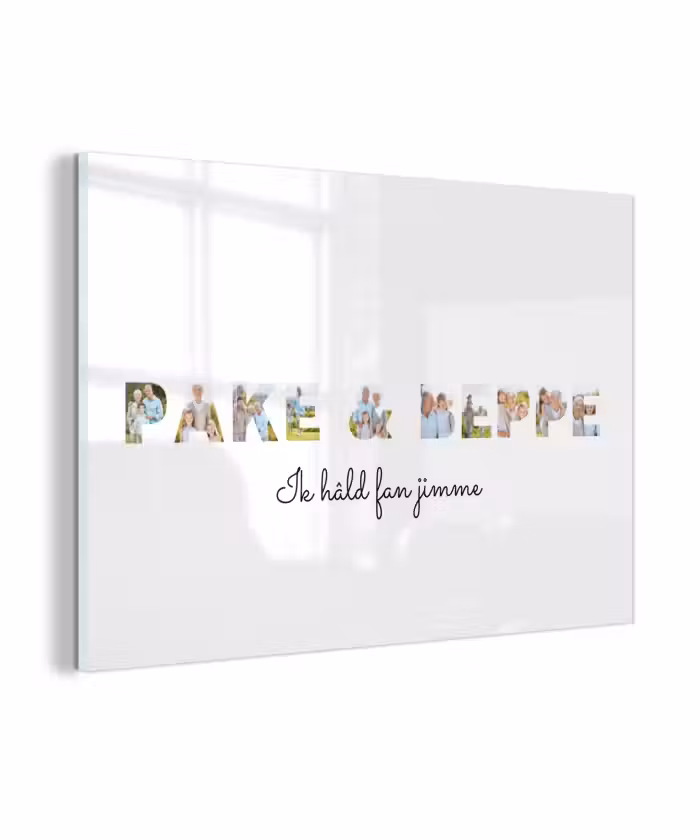 Gepersonaliseerd glas schilderij - Pake & Beppe - Lettercollage