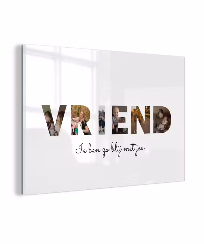 Gepersonaliseerd glas schilderij - Vriend - Lettercollage