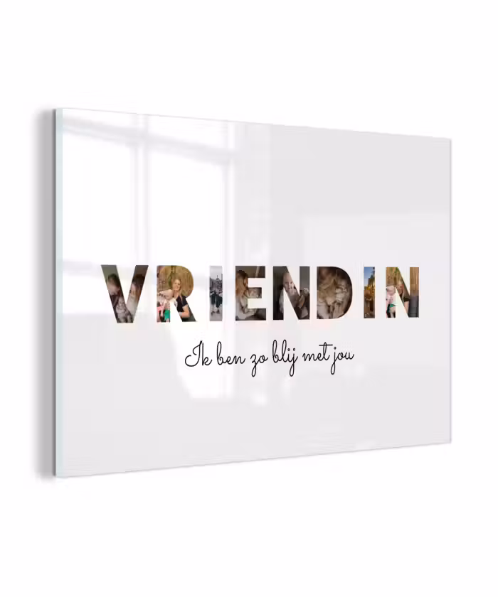 Gepersonaliseerd glas schilderij - Vriendin - Lettercollage