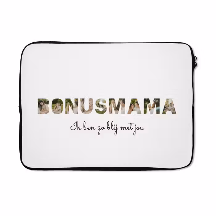 Gepersonaliseerde laptophoes - Bonusmama - Lettercollage