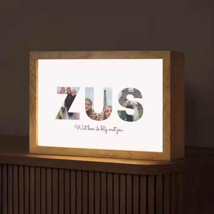 Gepersonaliseerde Lightbox - Zus - Lettercollage