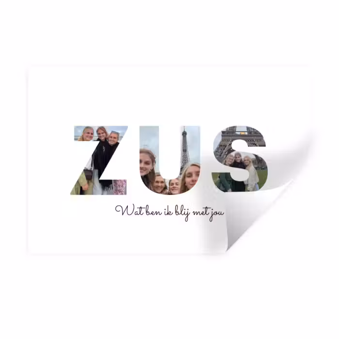 Gepersonaliseerde muursticker - Zus - Lettercollage