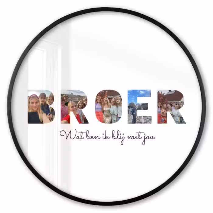 Gepersonaliseerde ronde fotolijst - Broer - Lettercollage
