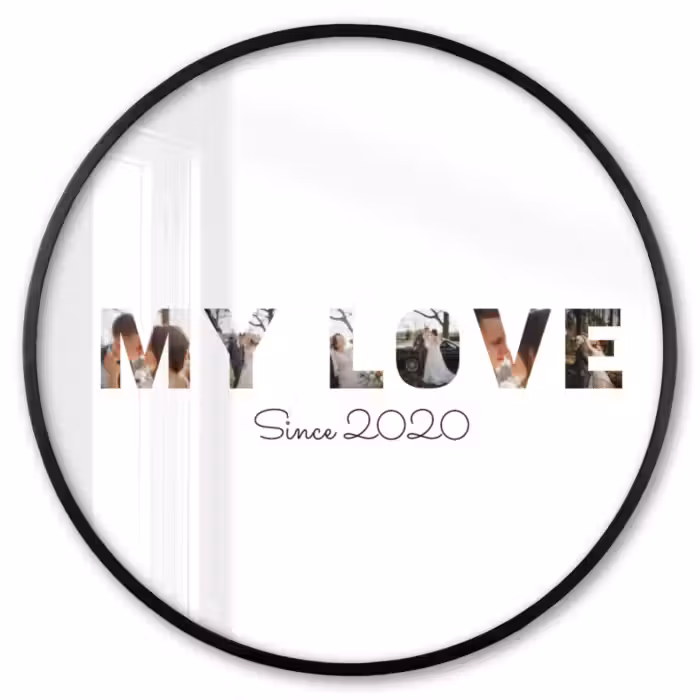 Gepersonaliseerde ronde fotolijst - My Love - Lettercollage