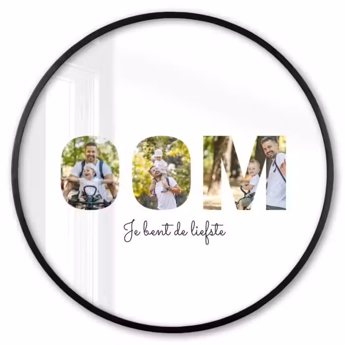 Gepersonaliseerde ronde fotolijst - Oom - Lettercollage