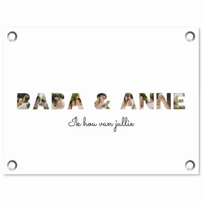 Gepersonaliseerde tuinposter - Baba & Anne - Lettercollage