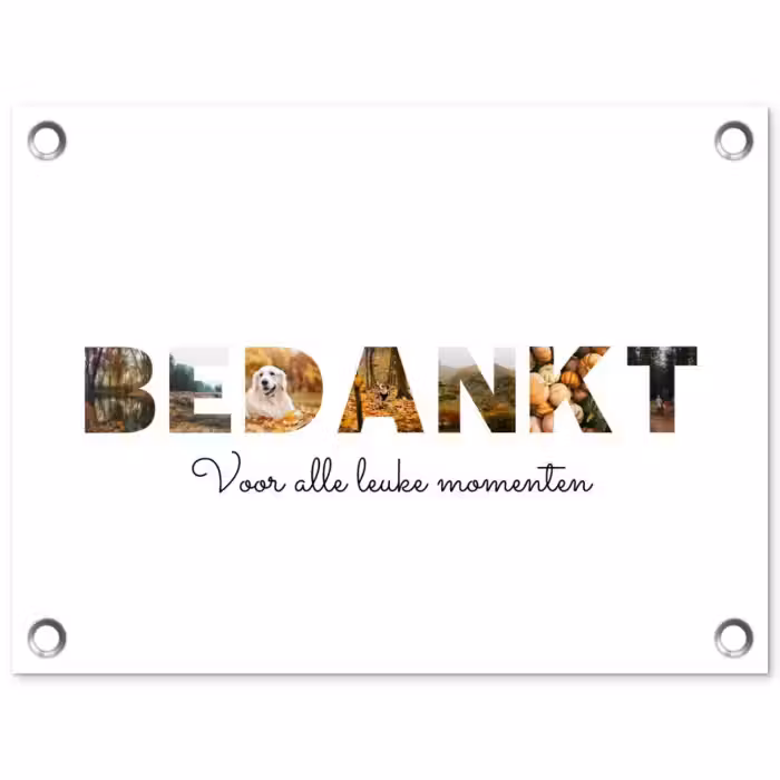 Gepersonaliseerde tuinposter - Bedankt - Lettercollage
