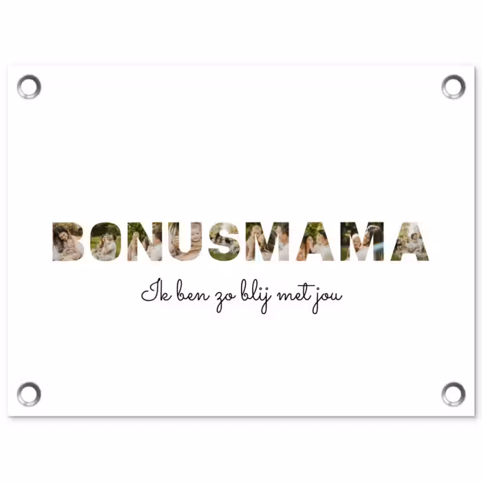 Gepersonaliseerde tuinposter - Bonusmama - Lettercollage