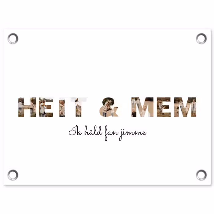 Gepersonaliseerde tuinposter - Heit & Mem - Lettercollage