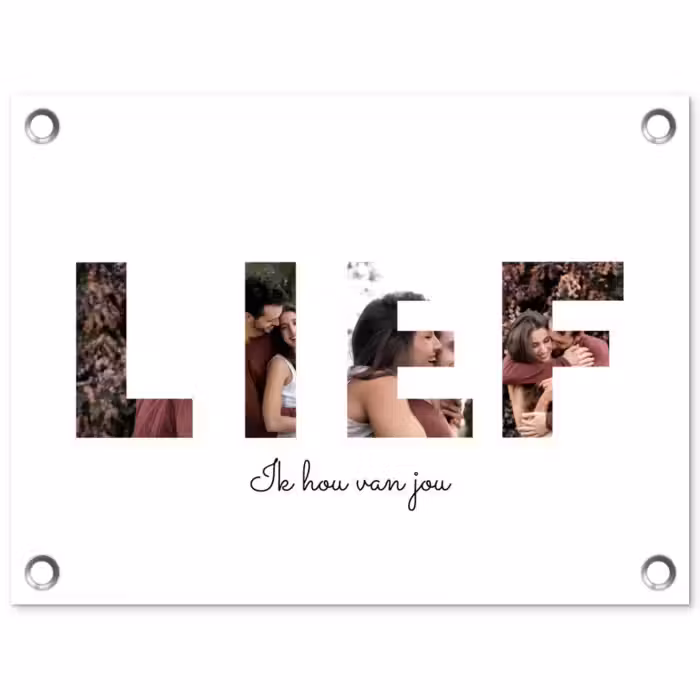 Gepersonaliseerde tuinposter - Lief - Lettercollage