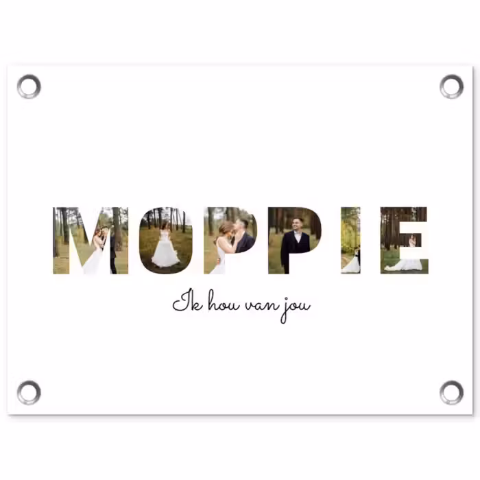 Gepersonaliseerde tuinposter - Moppie - Lettercollage