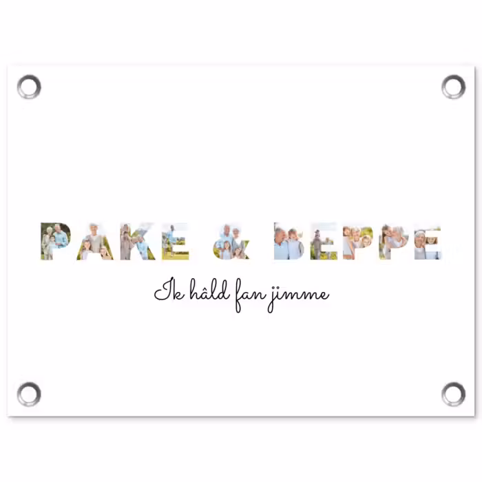 Gepersonaliseerde tuinposter - Pake & Beppe - Lettercollage