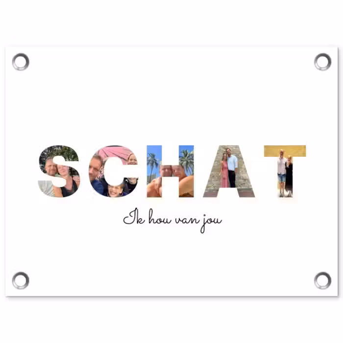 Gepersonaliseerde tuinposter - Schat - Lettercollage