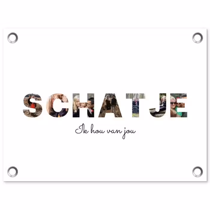 Gepersonaliseerde tuinposter - Schatje - Lettercollage