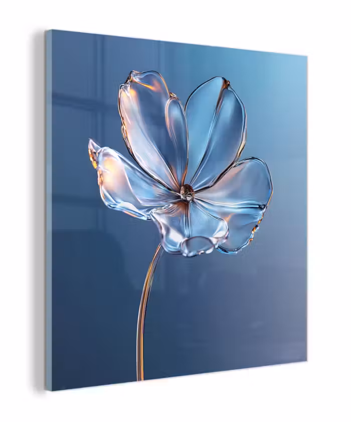 Glas schilderij - Blauw - Bloem - Glazen - Sierlijk