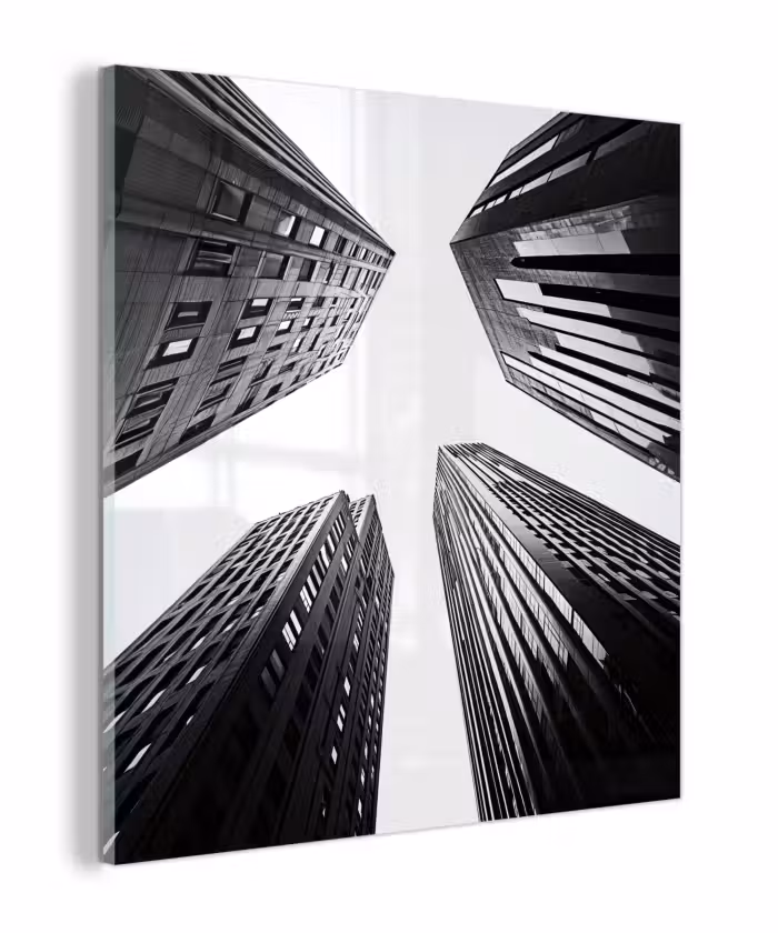 Glas schilderij - Gebouwen - Lucht - Zwart