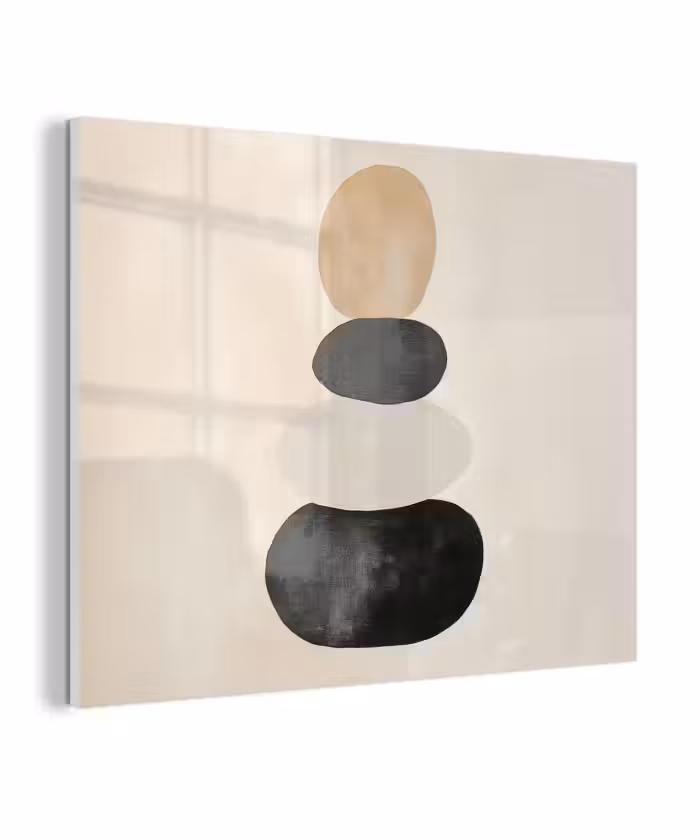 Glas schilderij - Japandi - Wabi sabi - Beige