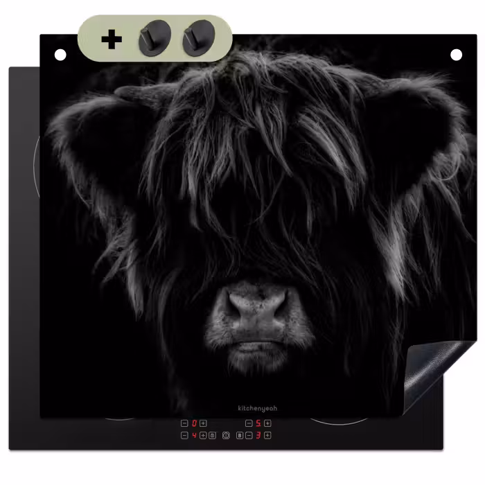 Inductie beschermer en spatscherm (2in1) - Schotse hooglander - Zwart